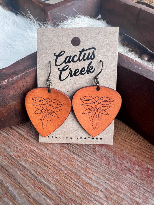Nashville Handmade Leather Tooled Earrings