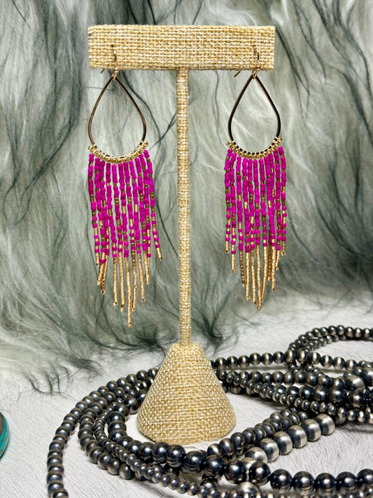 Pink Beaded Earrings