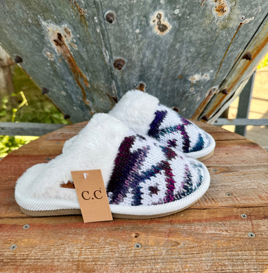 Aztec Crochet Purple Ombré Slippers