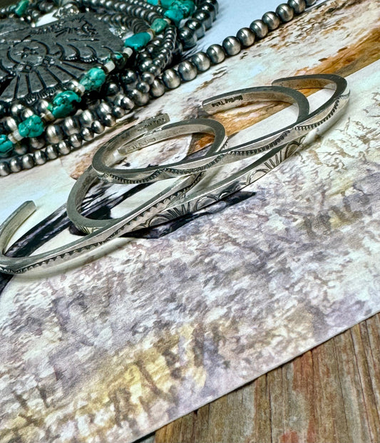 Hand Stamped Silver Cuff