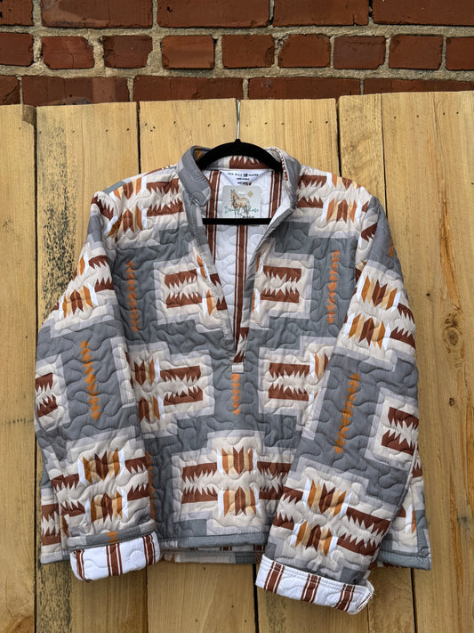 Pecos Grey Quilted Pullover
