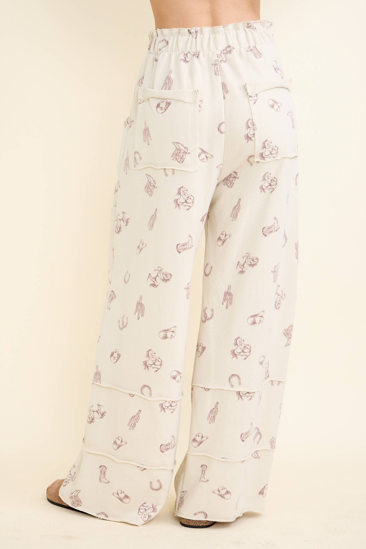 Washed allover Western graphic print Pocket Pants HP6583P1