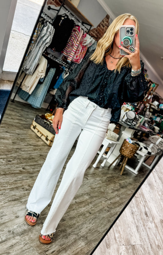 Vervet White Wide Leg Jean