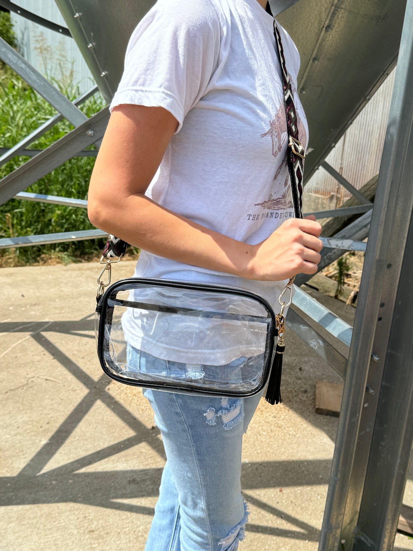 Clear Stadium Purse Black/Maroon