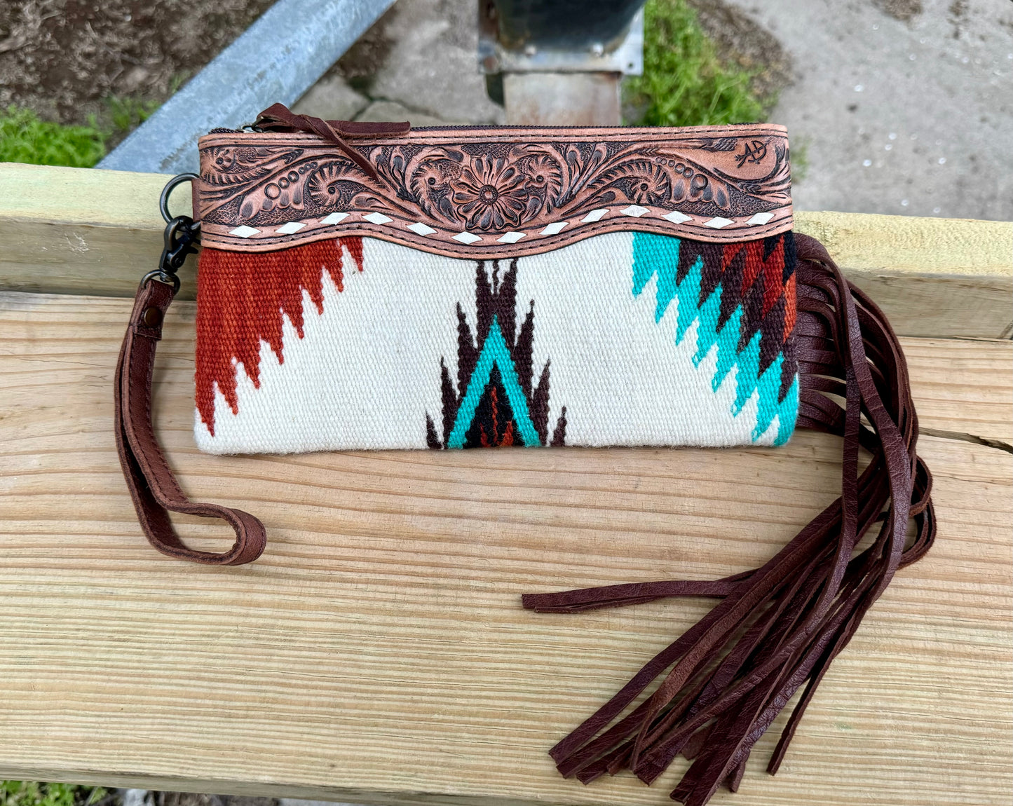 Saddle Blanket Clutch with Fringe