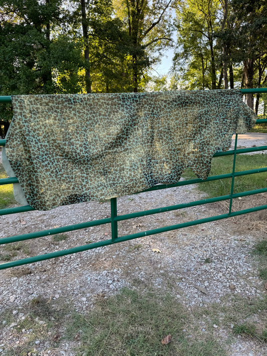 Acid Washed Leopard Turquoise/Gold Cowhide Rug