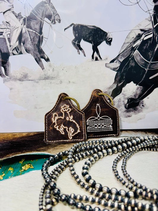 Stitched Leather Keychain
