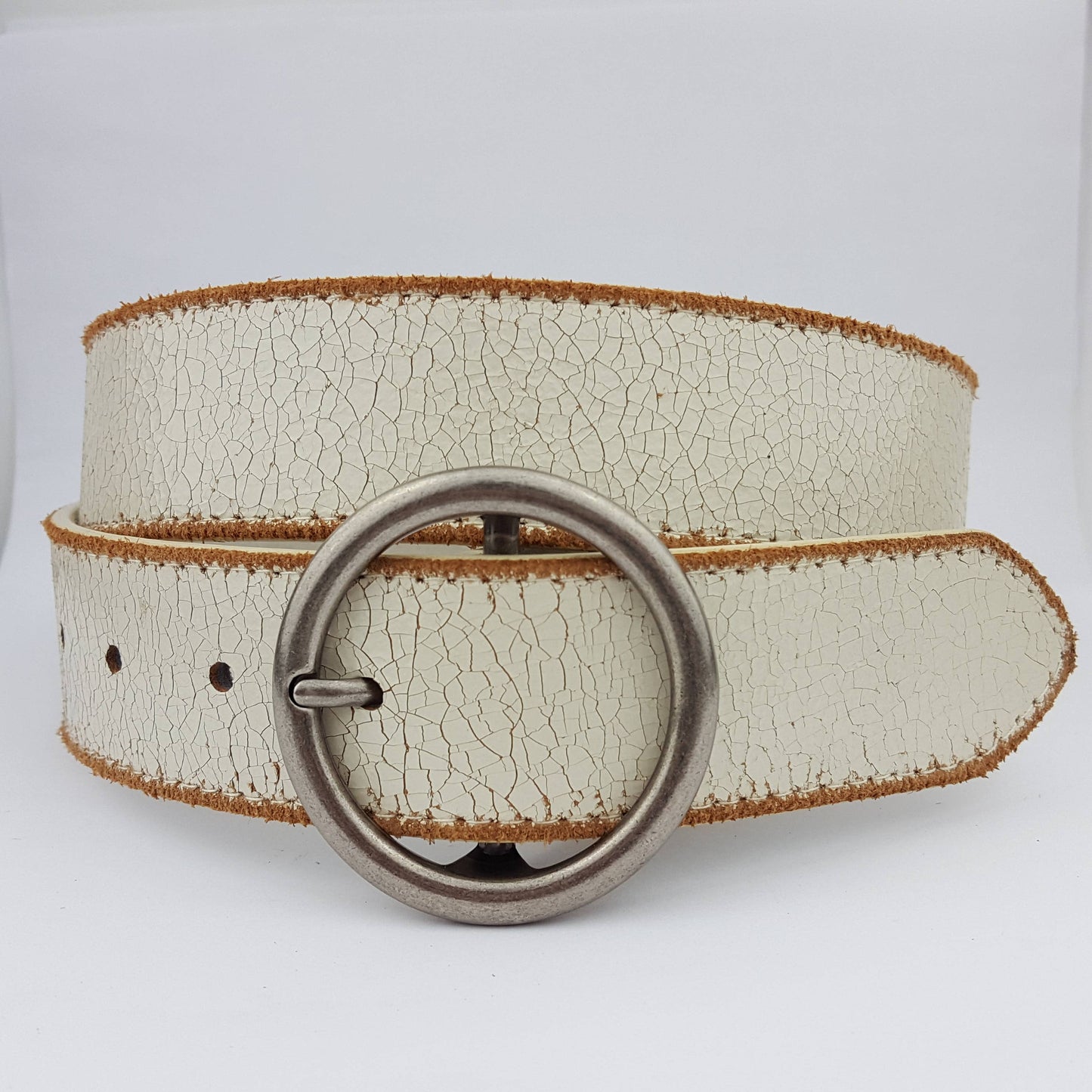 Vintage Leather belt with distress burnish edge