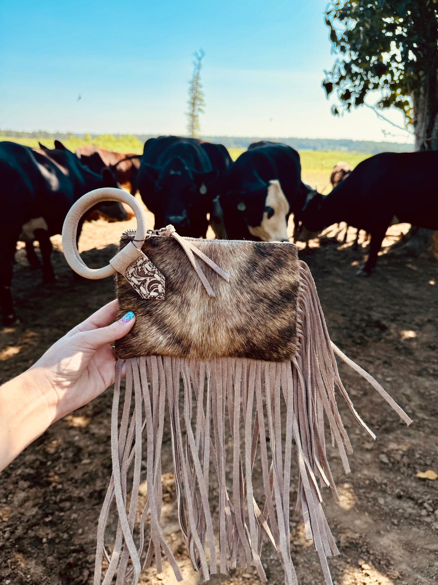 The Fringy Freida Cowhide Wristlet