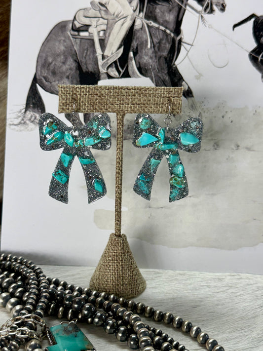 Bows and Turquoise Earrings