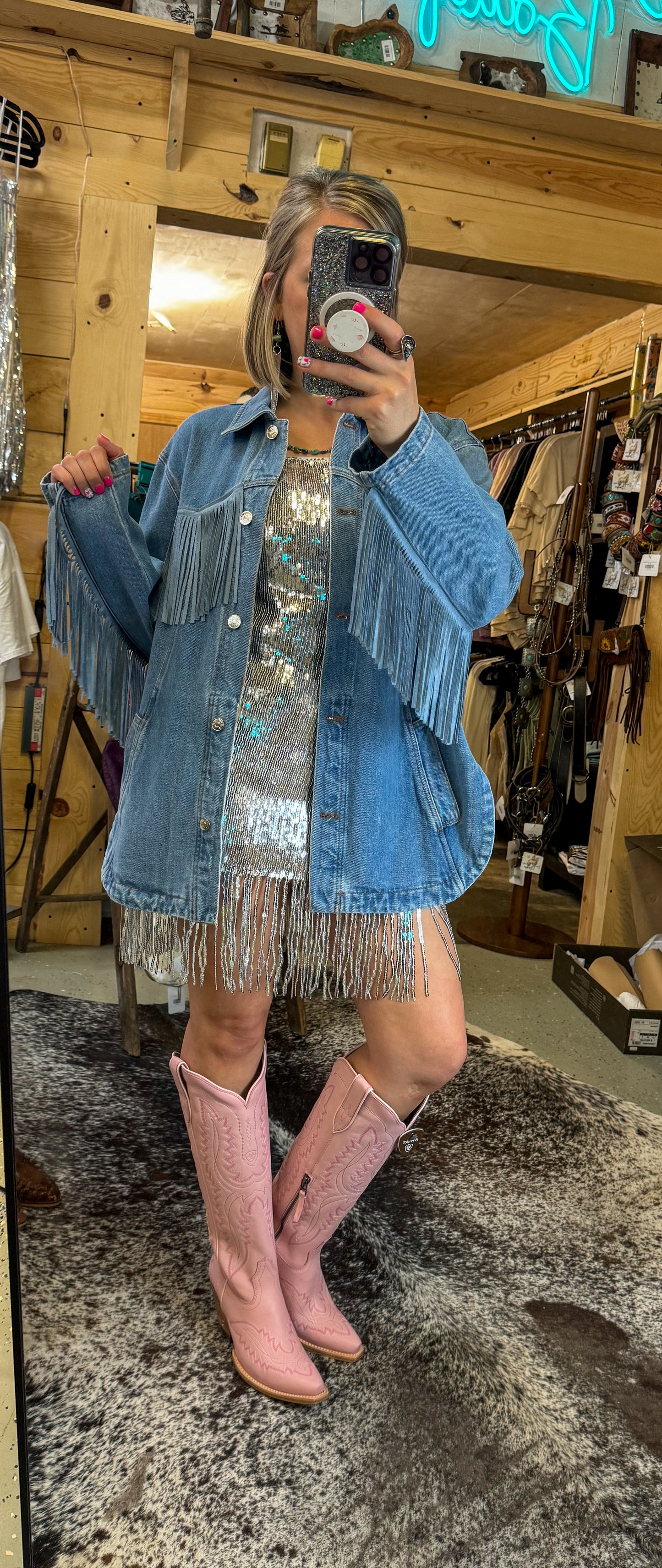 The Sequin Mini Dress Featuring Fringe