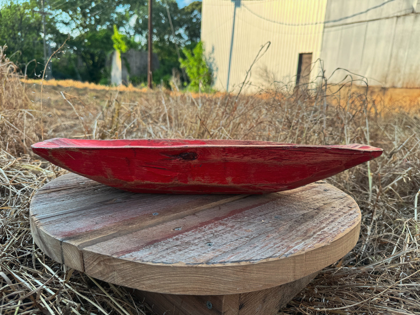 Vintage Red Hide-on Dough Bowl