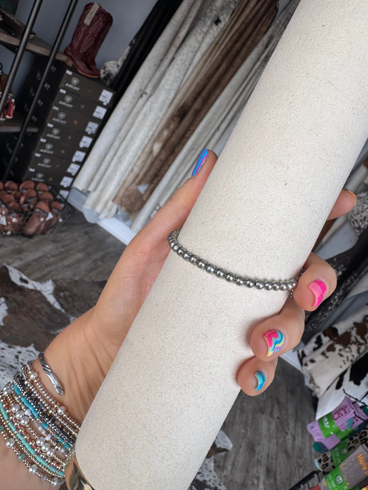 4mm Silver Plated Pearl Bracelet