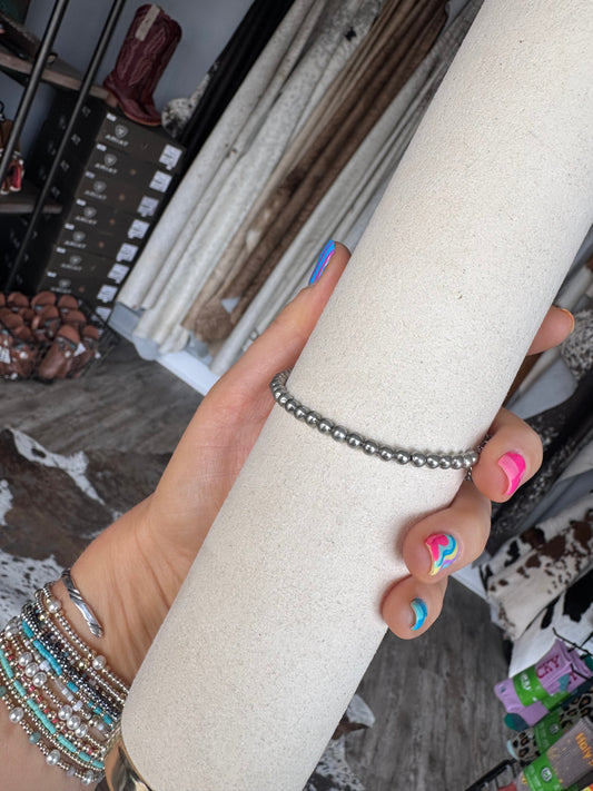 4mm Silver Plated Pearl Bracelet