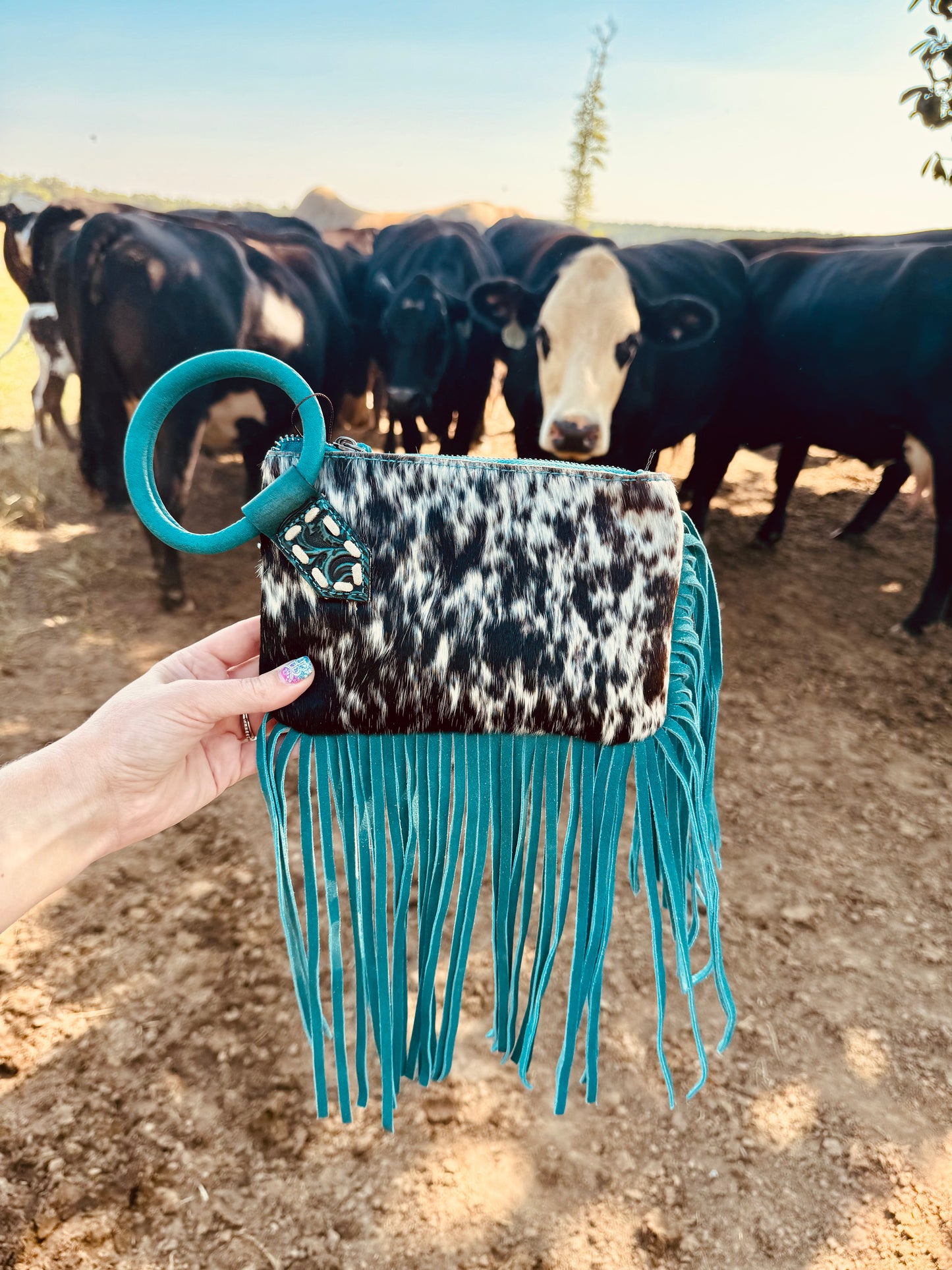 The Fringy Freida Cowhide Wristlet