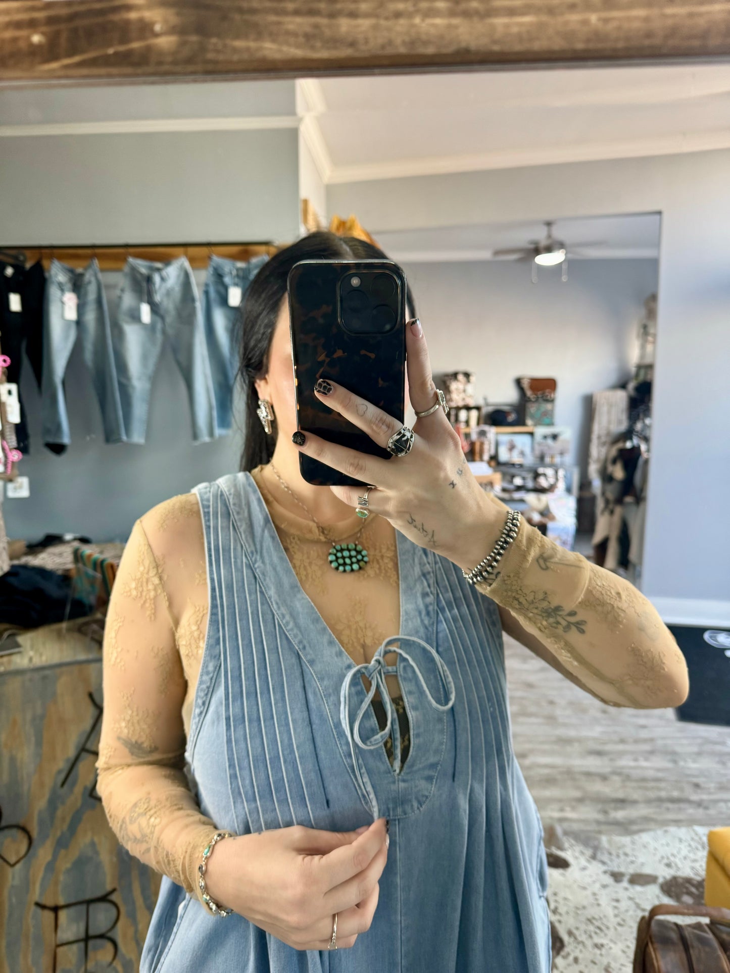 Lace Tan Mesh Top Long Sleeve