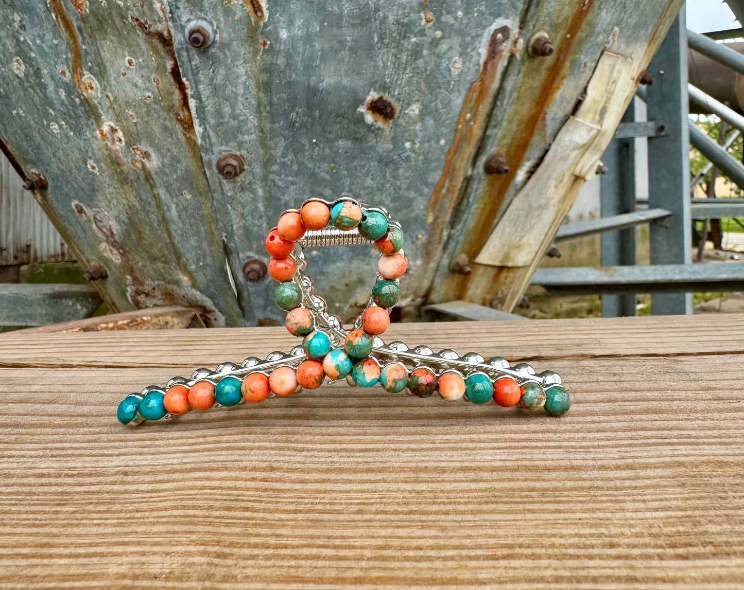 Natural Stones On Metal Claw Clip