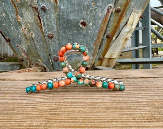 Natural Stones On Metal Claw Clip