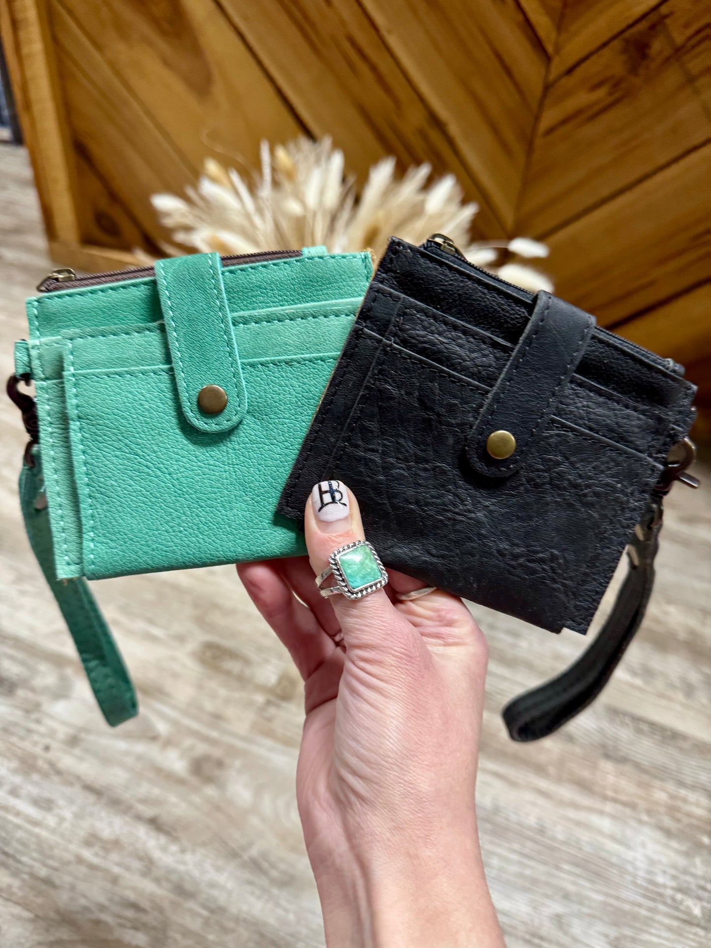 Card Holder Leather Wristlet