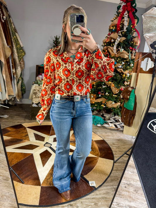 Poppy Pouf Sleeve Button Up Shirt