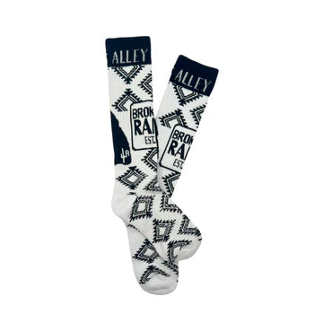 CACTUS ALLEY- BROKE ASS RANCH BLK/WHITE PERFORMANCE SOCKS