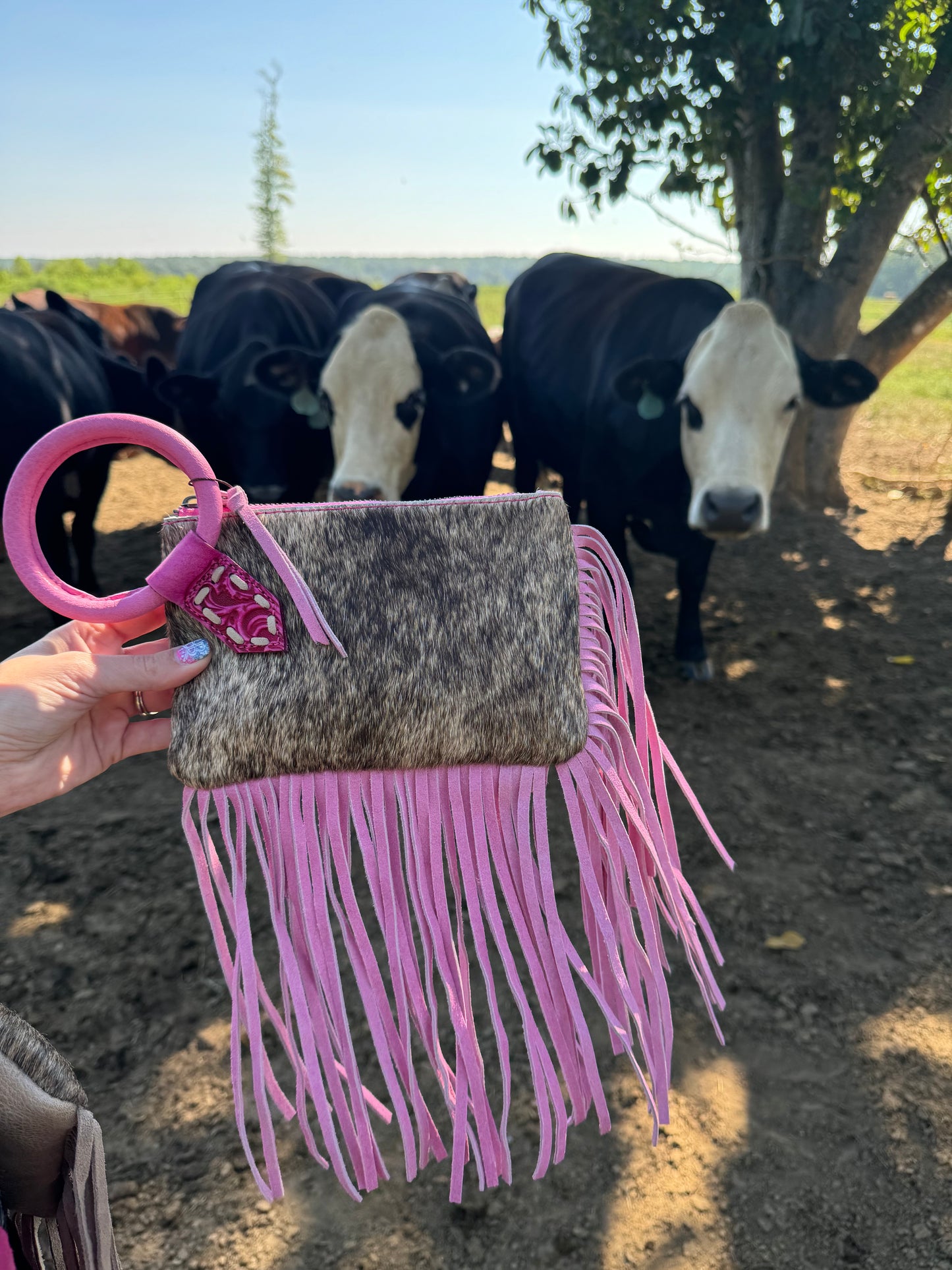 The Fringy Freida Cowhide Wristlet
