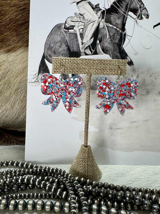 Red, White, and Bows Earrings