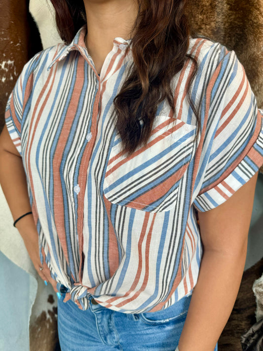 Patriotic Stripe Button Up
