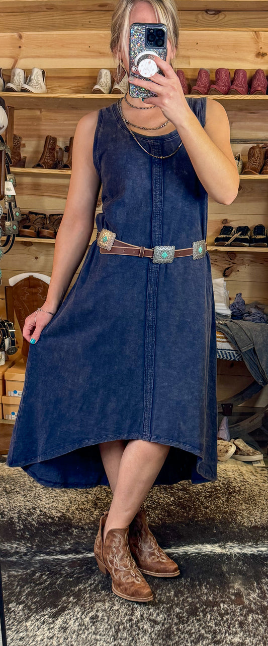 Navy Hi-low Classy Dress