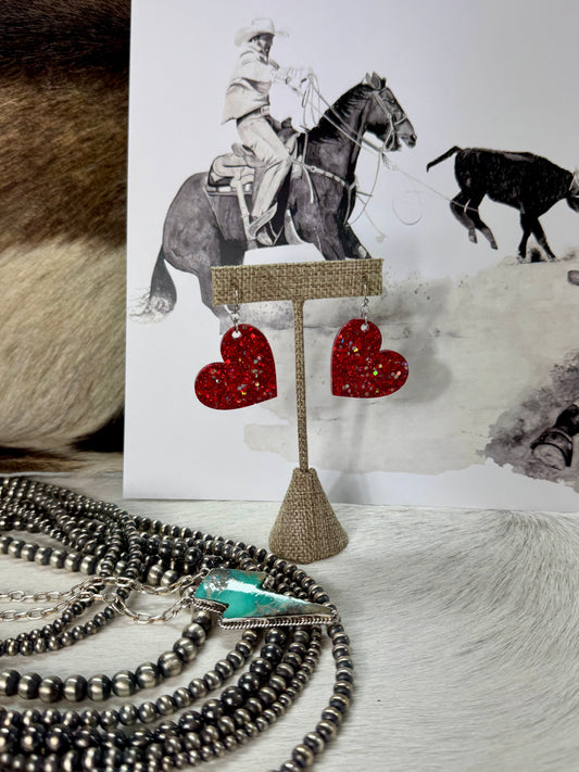 Bleeding Glitter Heart Earrings