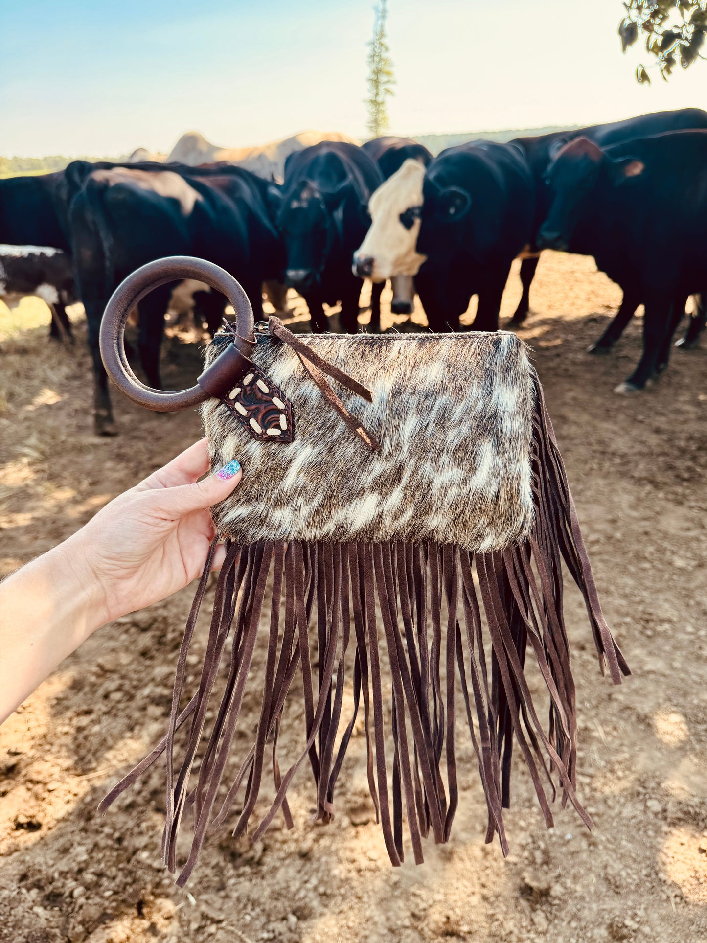 The Fringy Freida Cowhide Wristlet