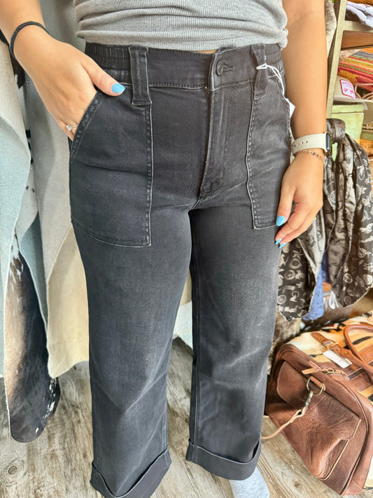 Black Baggy Wide Jeans