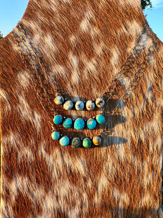 5 Stone Turquoise Bar Necklace