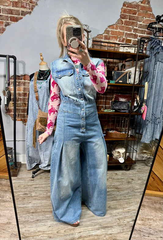 The Pleats Knees Denim Jumpsuit