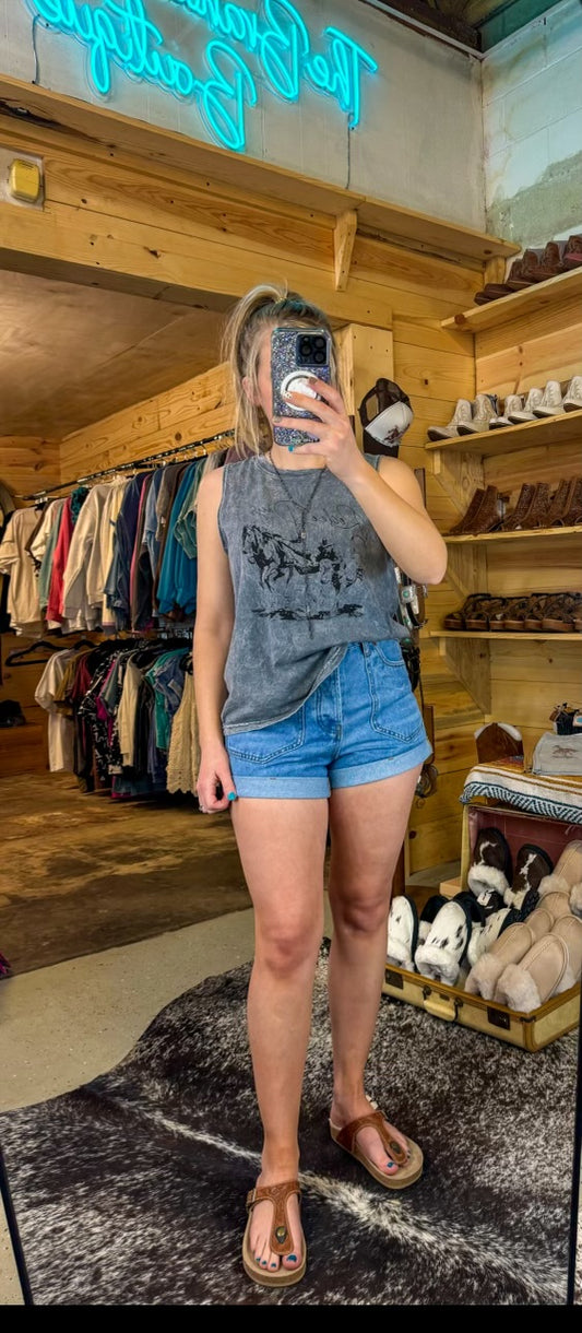 High Waist Rolled Hem Denim Shorts Light Wash