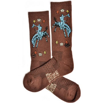 FRINGE LONG LIVE BROWN WESTERN COWBOY PERFORMANCE SOCKS