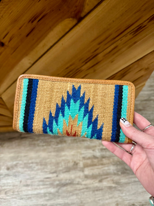 The Turq & Navy Saddle Blanket Wallet