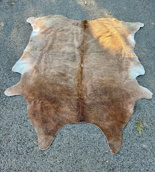 Lightly Brindled Tan Cowhide Rug 7X6.5'