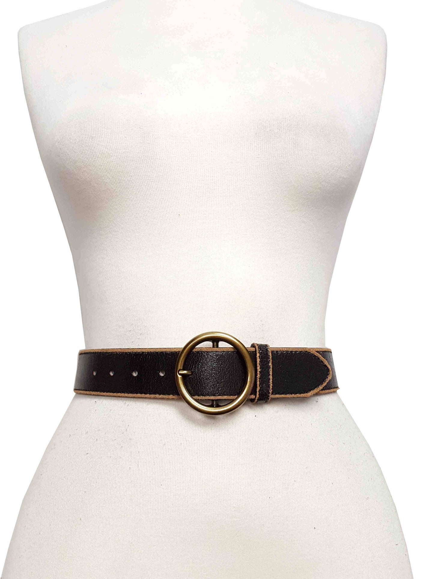 Vintage Leather belt with distress burnish edge
