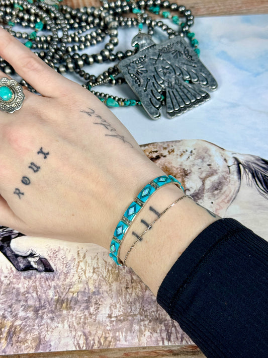 Turquoise and Opal Link Bracelet