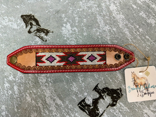 The Red Accent Beaded Cuff