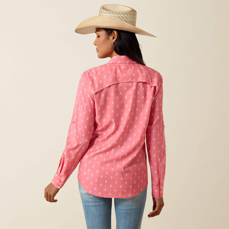 Venttek LS Sun Kissed Coral Print Tee