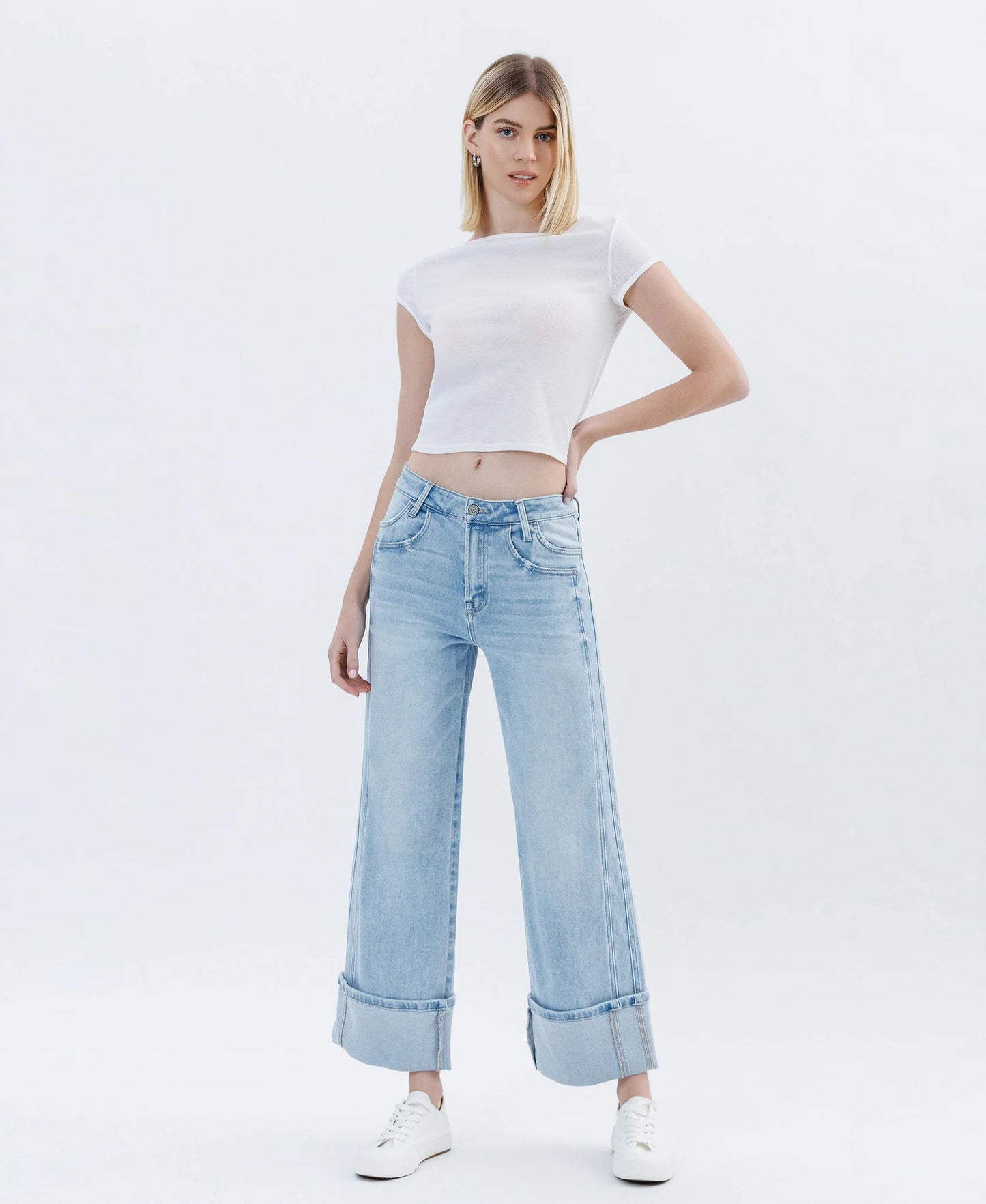 Wild Horses - Super High Rise Cuffed Wide Leg Jeans