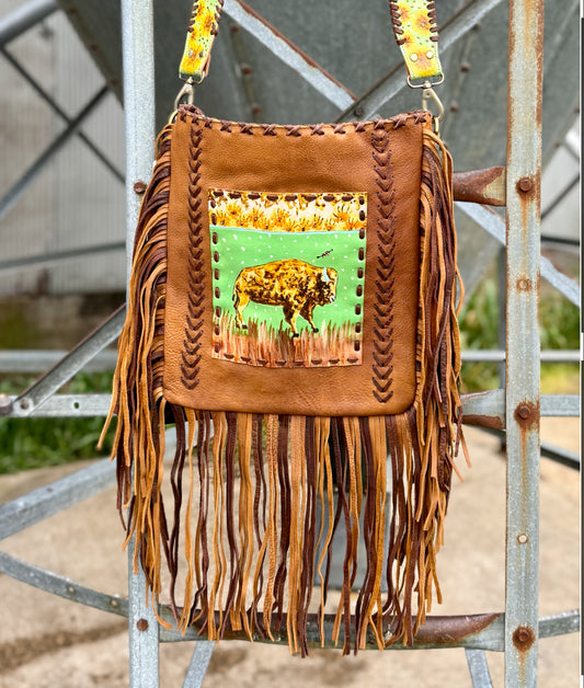 American Darling Purse Fringe Hand Painted Buffalo