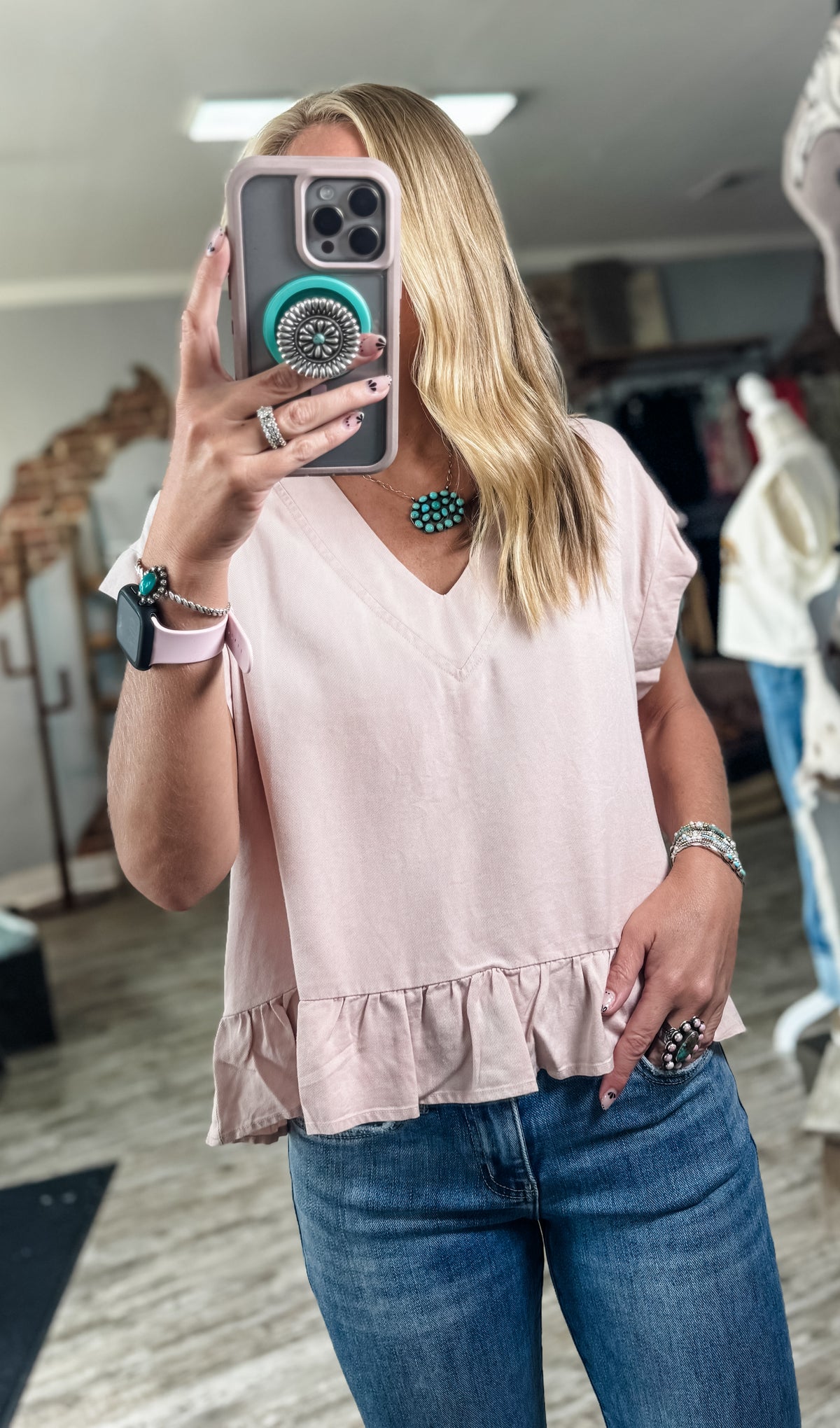 Rose Dust and Ruffles Top