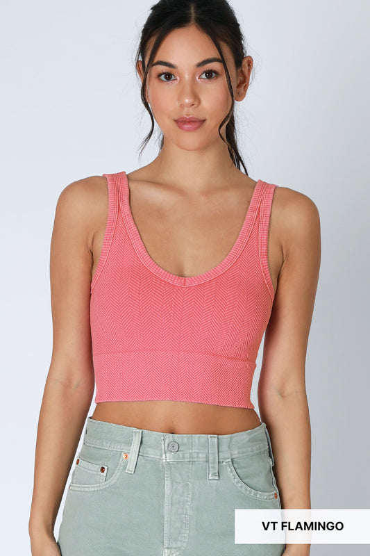 Nikibiki Vintage Reversible Herringbone Crop Top
