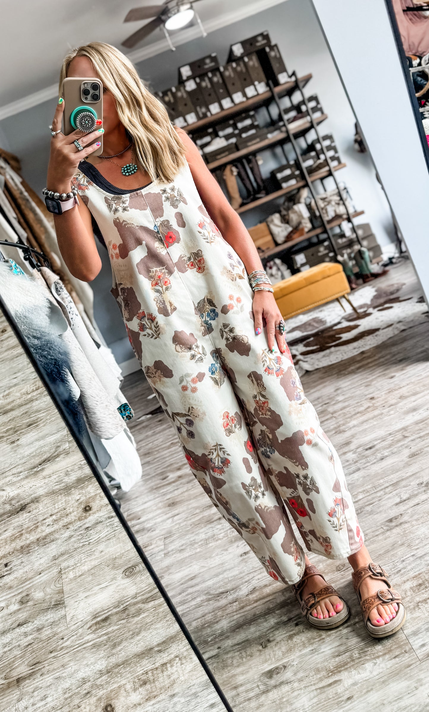 Rustic Blooms Twill Overalls