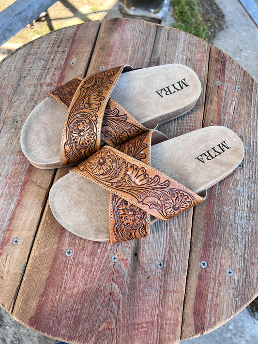 Gracie Hand-Tooled Sandals