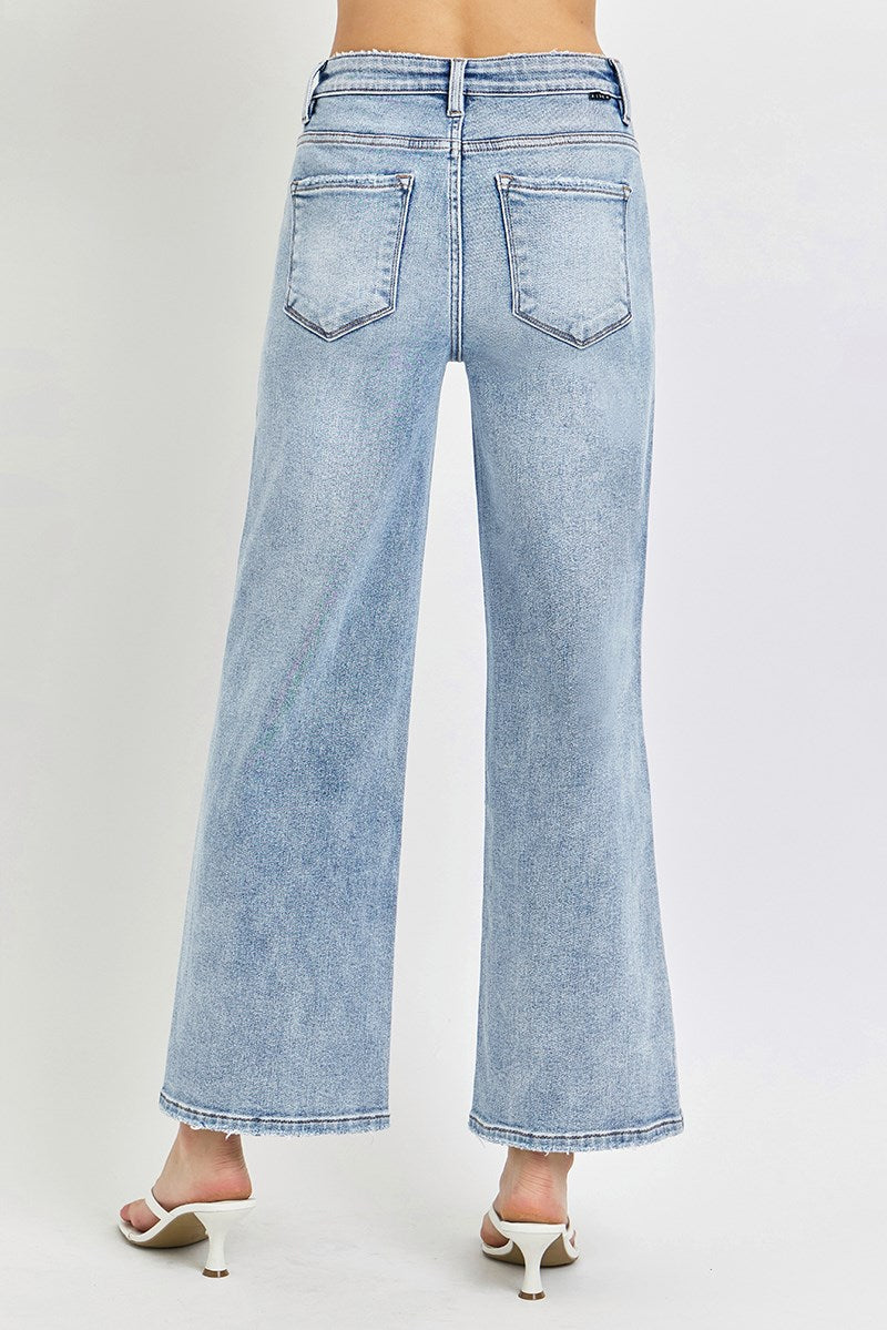 Tummy Control High-Rise Crop Wide Jeans