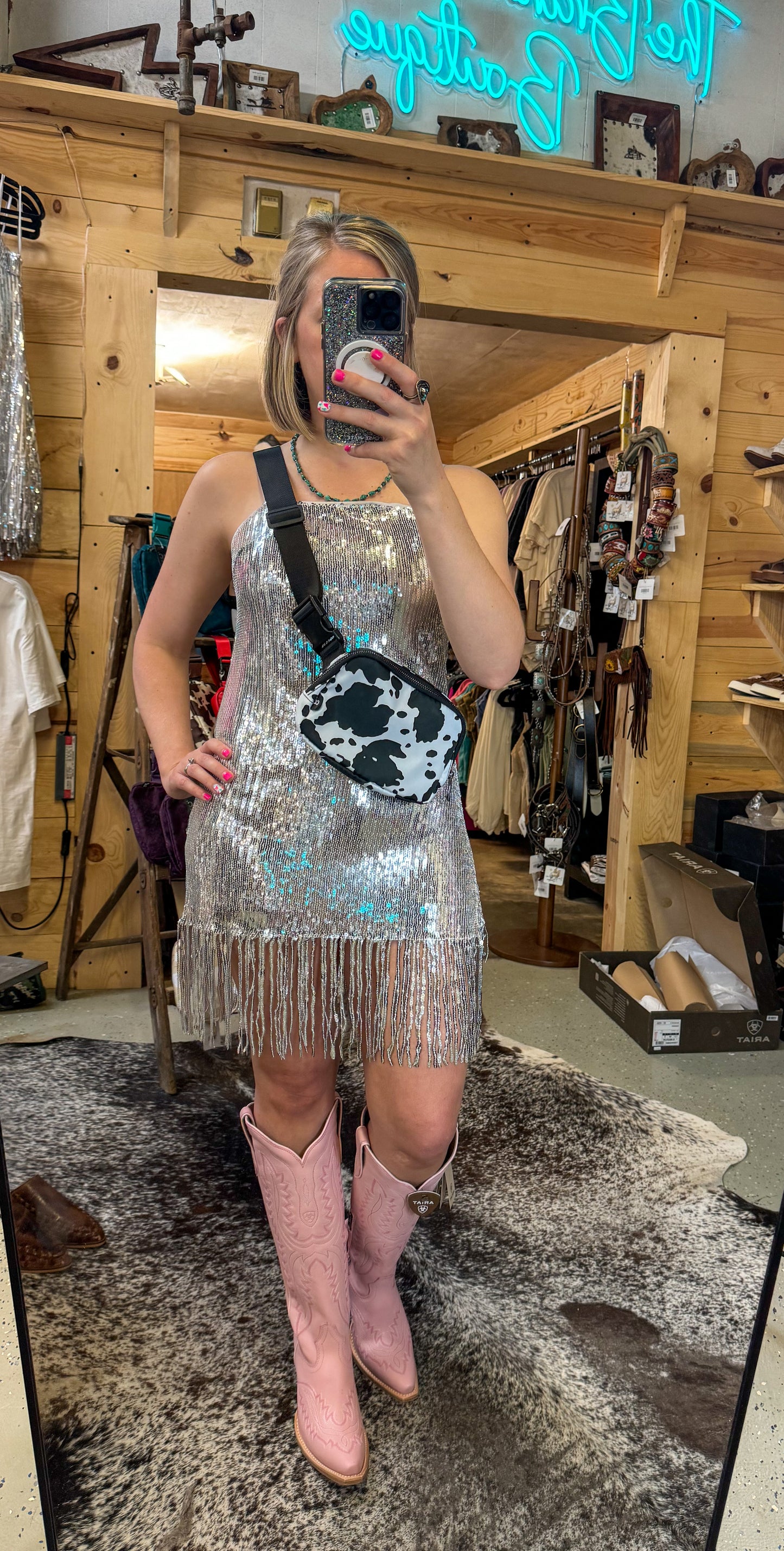 The Sequin Mini Dress Featuring Fringe
